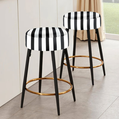 Black And White Striped Lines Harmony - Striped Bar Stools Set Of 2