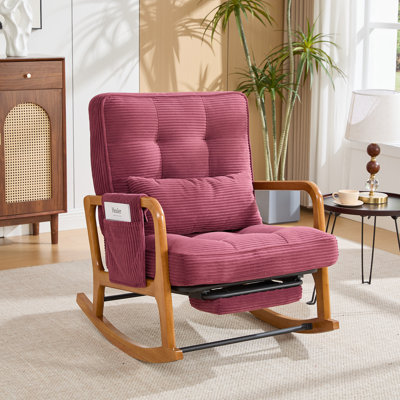 Rocking Chair with Footrest,Rocker Nursery Chair with Side Pocket, Glider Rocker, Accent Reading Chair for Living Room