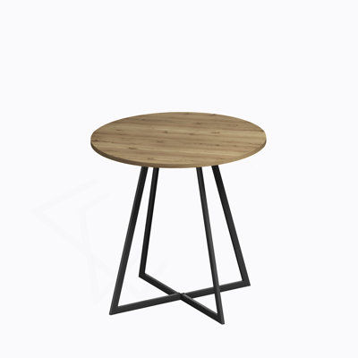 31.5 Inch Round Dining Table, Small Circle Kitchen Table With Metal Black Legs For 2-4 People,Modern Dining Room Table, Brown (Only Table)