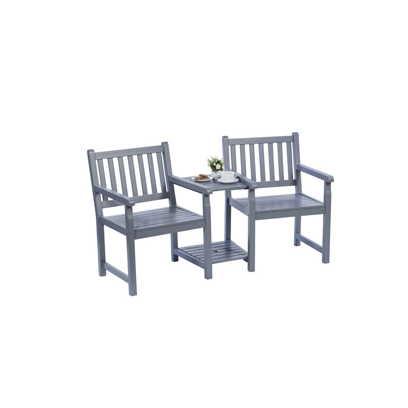 Launcest PU Painted Wooden Loveseat, Slate Grey