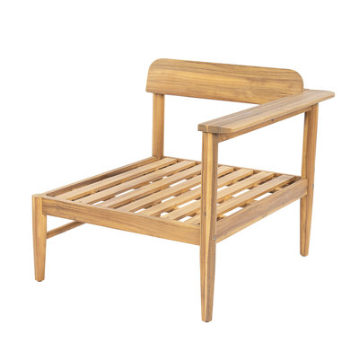 Canapé d'extérieur en bois d'acacia droit Terassi avec coussin beige