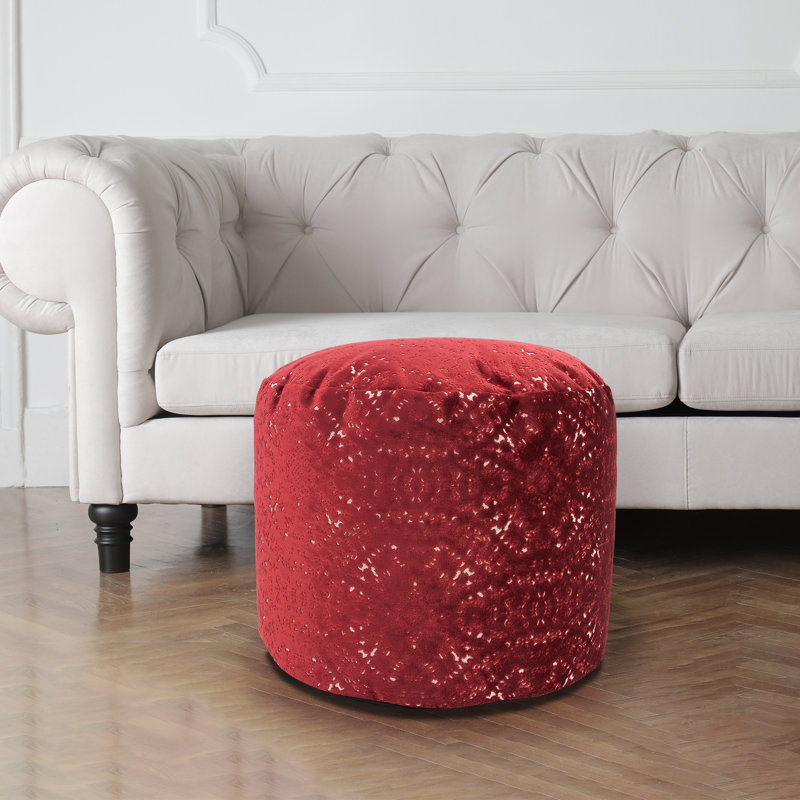Upholstered Pouf, Red