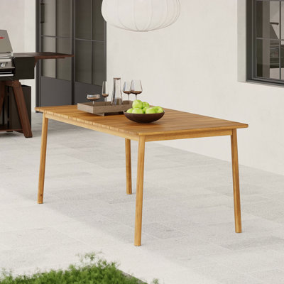 Table de salle à manger d'extérieur en bois d'acacia de L 67 po