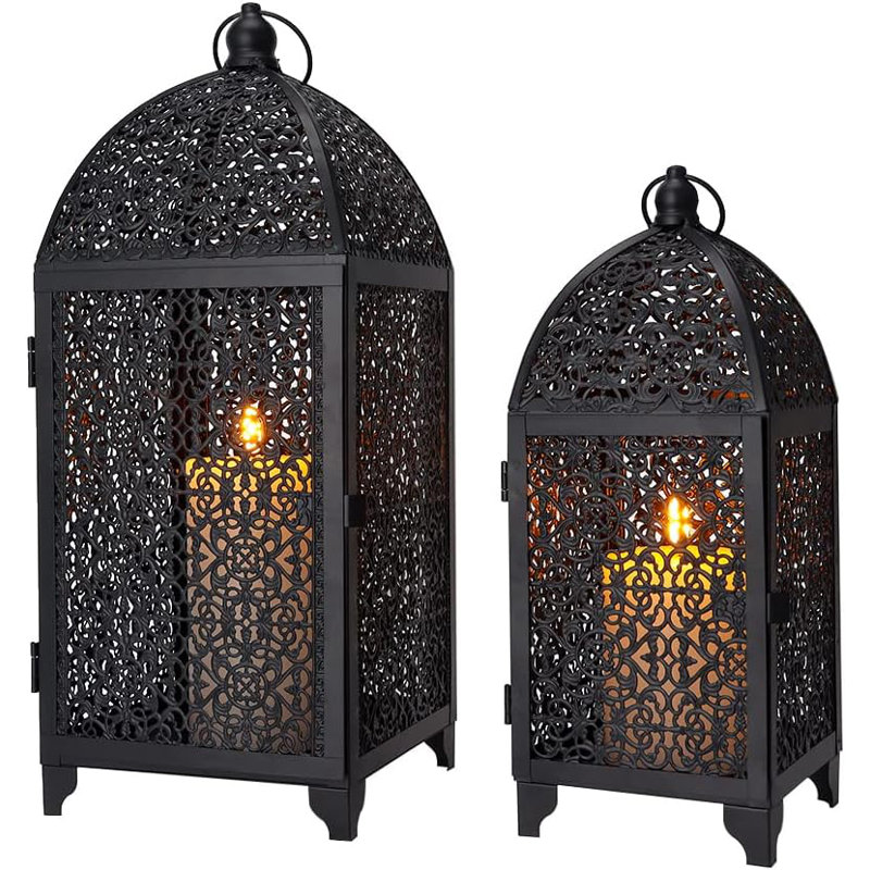 16.5'' H Metal Lantern, Black