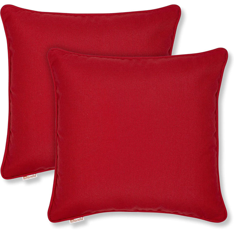 Housse de coussin Sunbrella, Polyester, Carré 18 po, Rouge cerise