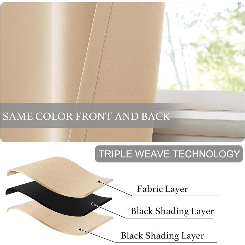 NICETOWN Door Curtains for Kitchen, Short Blackout Curtains , Self Adhesive Portable Window Cover for Front French Door, Adjustable Shade for Glass, 1 PC