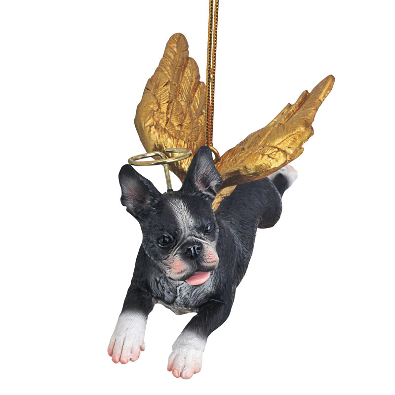 Boston Terrier Dog Angel Holiday Ornament