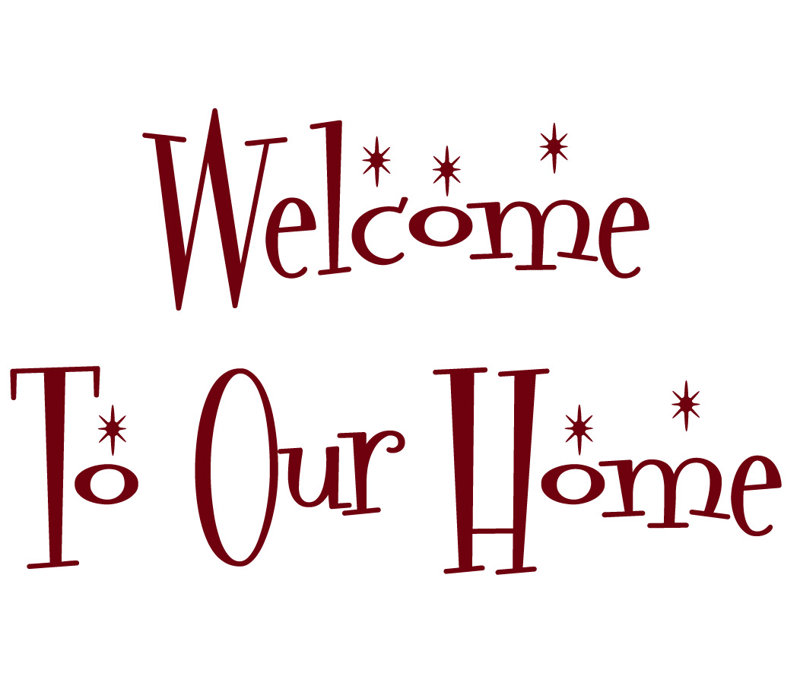 Décalcomanie murale "welcome to the home", H 22 po x l 36 po x P 0,01 po, Bourgogne