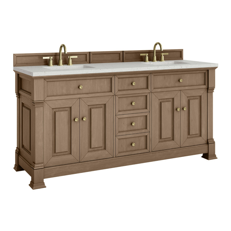 Brookfield 72'' Double Bathroom Vanity with Top, Pecan, Lime Delight