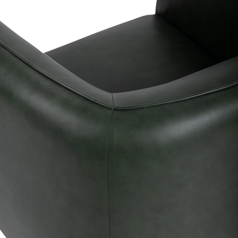 Rinner Leather Swivel Club Chair, Hunter Green Genuine Leather