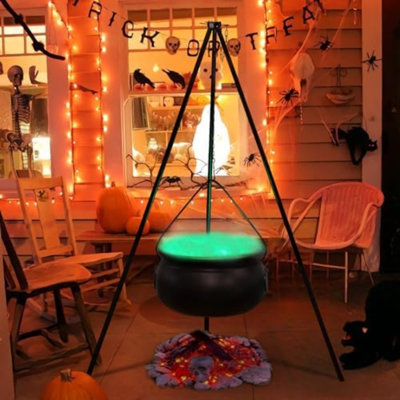 Halloween Decorations - Large Witches Cauldron On 54" Tripod With Lights - Black Plastic Bowl Decor - Hocus Pocus Candy Bucket Decoration For Indoor Outdoor Home Room Porch Yard Lawn Party Outside