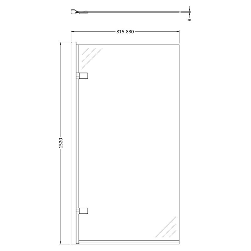 Bayswater Chrome Square Hinged Bath Screen