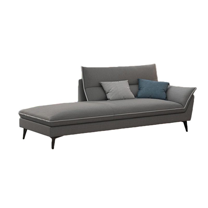 Chaise longue d'intérieur moderne avec pieds en métal rembourrés, Accoudoir à droite (vu de face), Gris