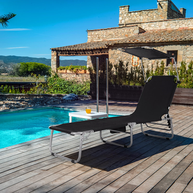 Avarika Outdoor Metal Chaise Lounge, Black