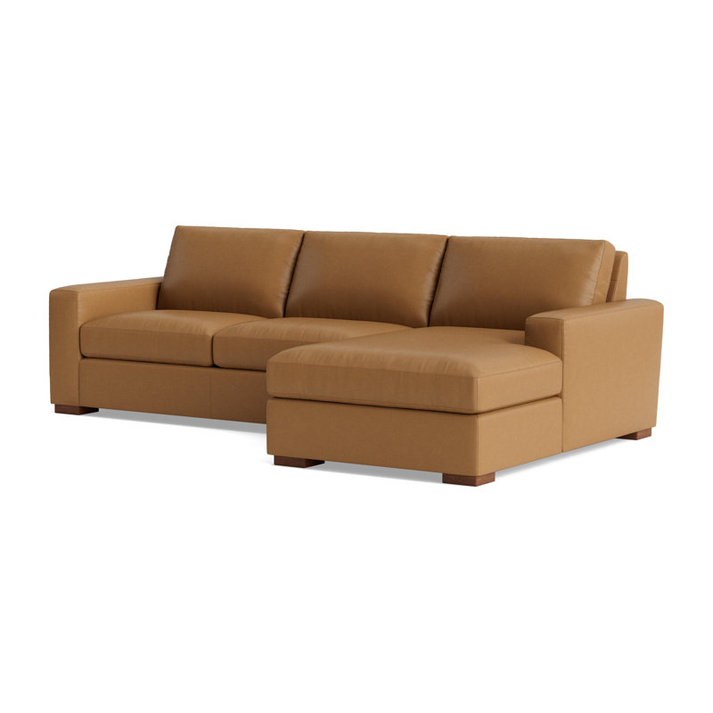 Couch Potato Chaise Sectional, Right Hand Facing, Leather - Butterscotch