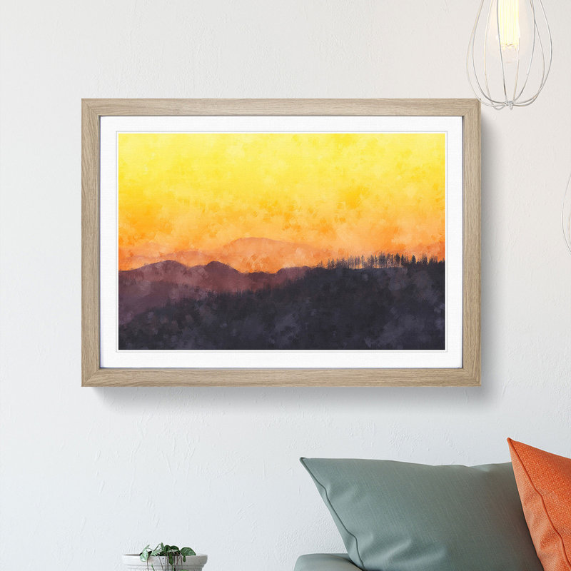 Sunset View - Picture Frame Painting Print, 33cm H x 45cm W x 2cm D, Oak Framed