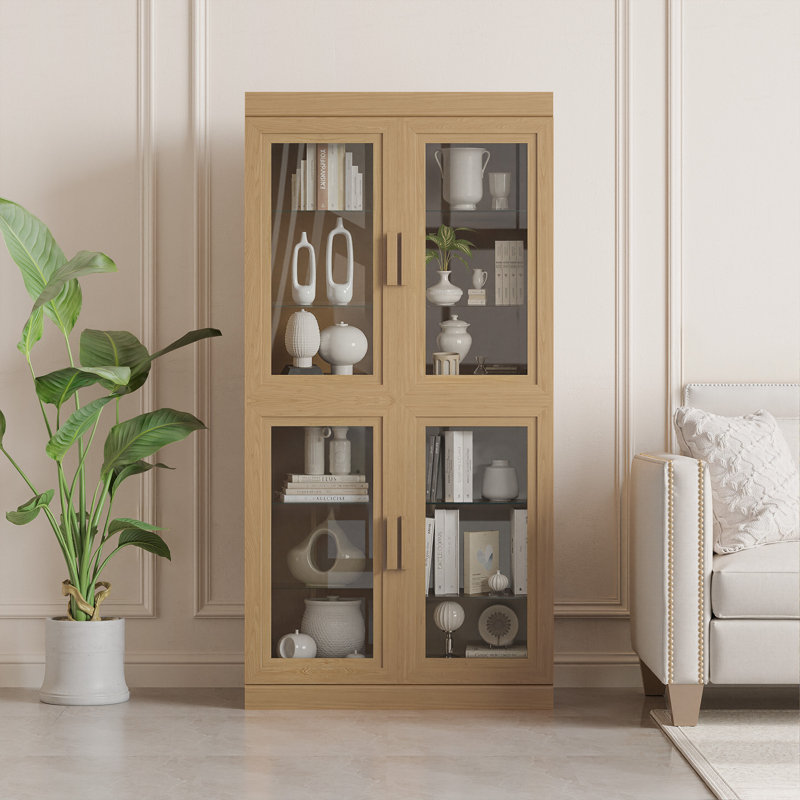 Vaisselier en bois et verre, Couleur naturelle