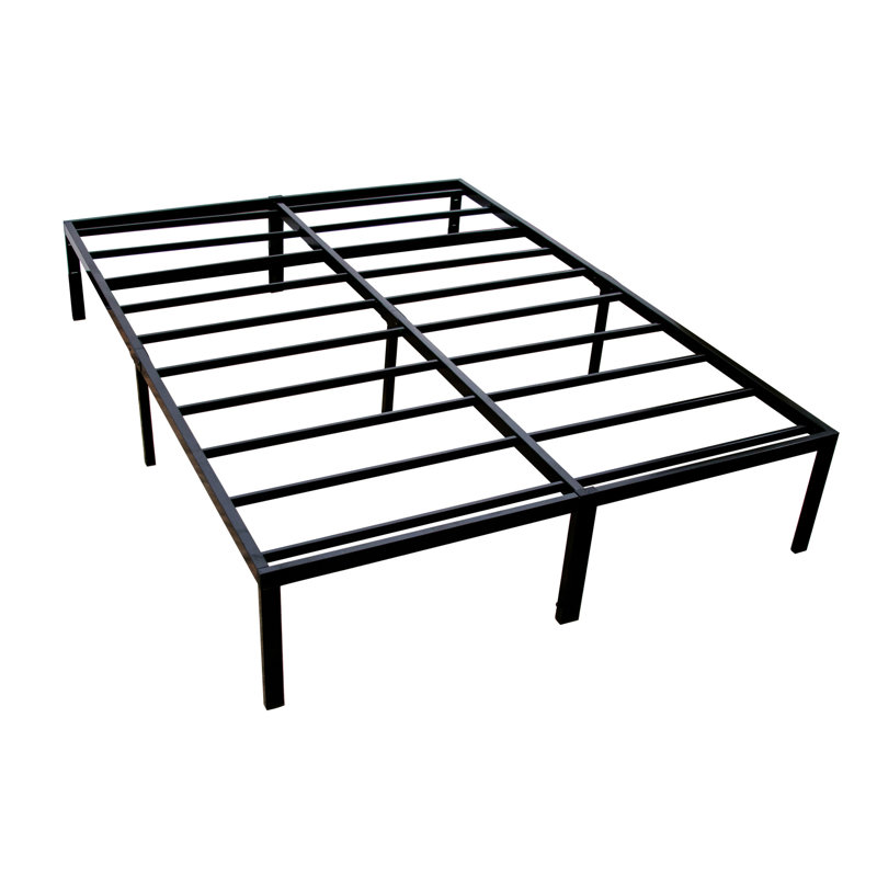 Lit plateforme noir en acier noir moderne, structure robuste, rangement sous le lit, profondeur de 75 po, Lit double