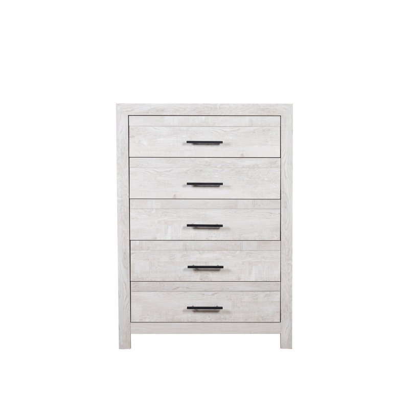 Commode 5 tiroirs de style moderne en bois naturel rustique, Natural/Rustic