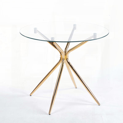 Dining Table with Chrome Metal Legs and Tempered Glass – Modern