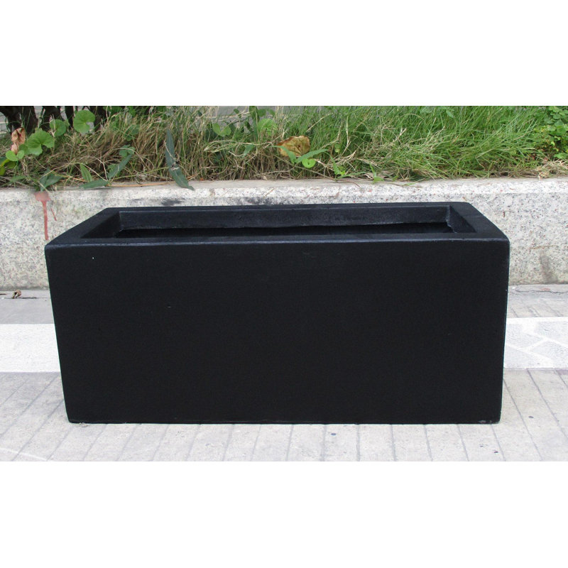 Frostproof, Concrete Effect Garden Planter Pot with Drainage Holes, 20.5cm H x 50cm W x 20cm D, Dark Grey