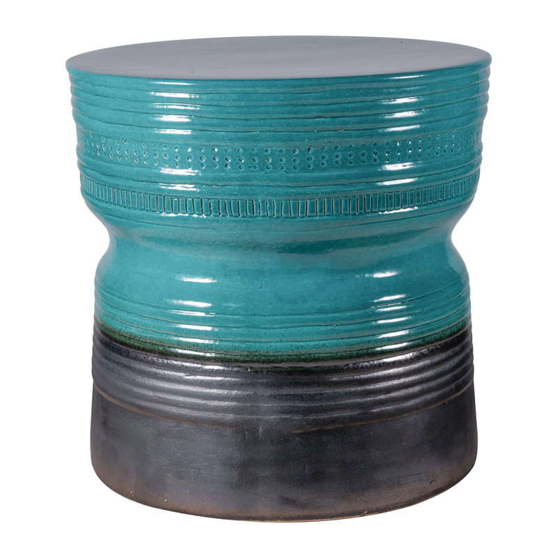 Ancaris Garden Stool, Metallic / Aquamarine