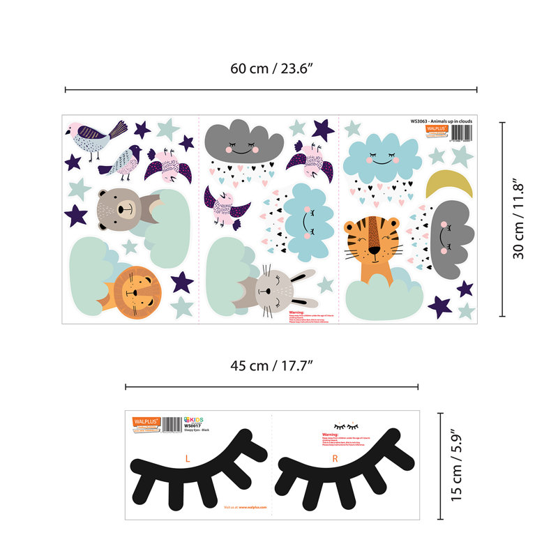 Sleepy Animals with Sleepy Eyes Wall Sticker