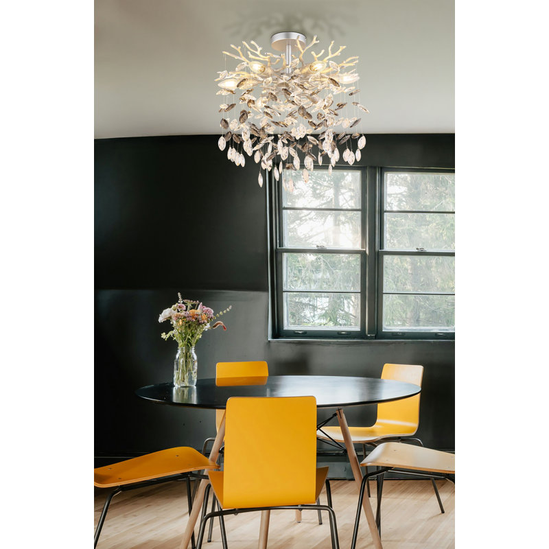 Glass Flush Mount, Silver