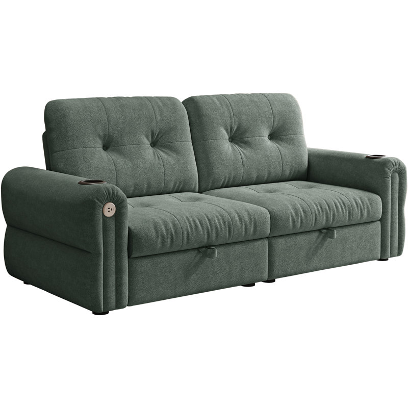 Canapé-lit convertible 2 en 1 multifonctionnel avec poches latérales, canapé-lit escamotable moderne en velours de 77 po pour le bureau de la chambre à coucher du salon