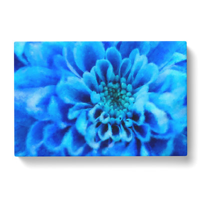 Blue Dahlia Flower Painting - Wrapped Canvas