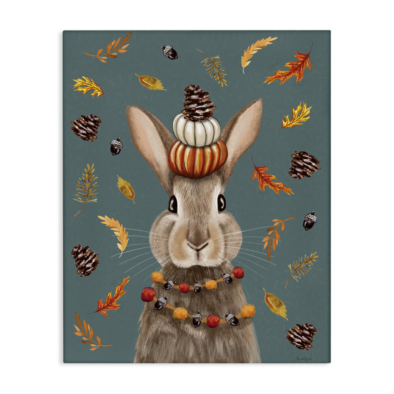 Festive Autumnal Hare Canvas, conception par Elizabeth Tyndall, H 30 po x l 24 po