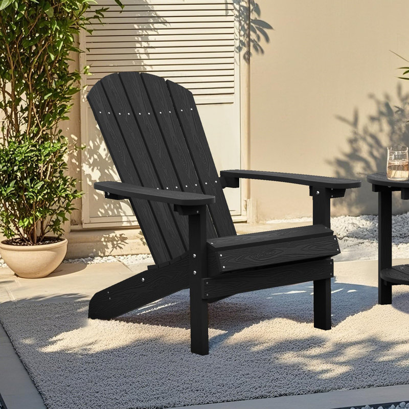 Chaise Adirondack en plastique pour patio, Noir