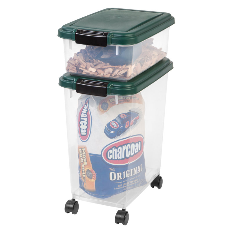 Green Airtight Plastic Pet Food Storage Container Combo with Scoop