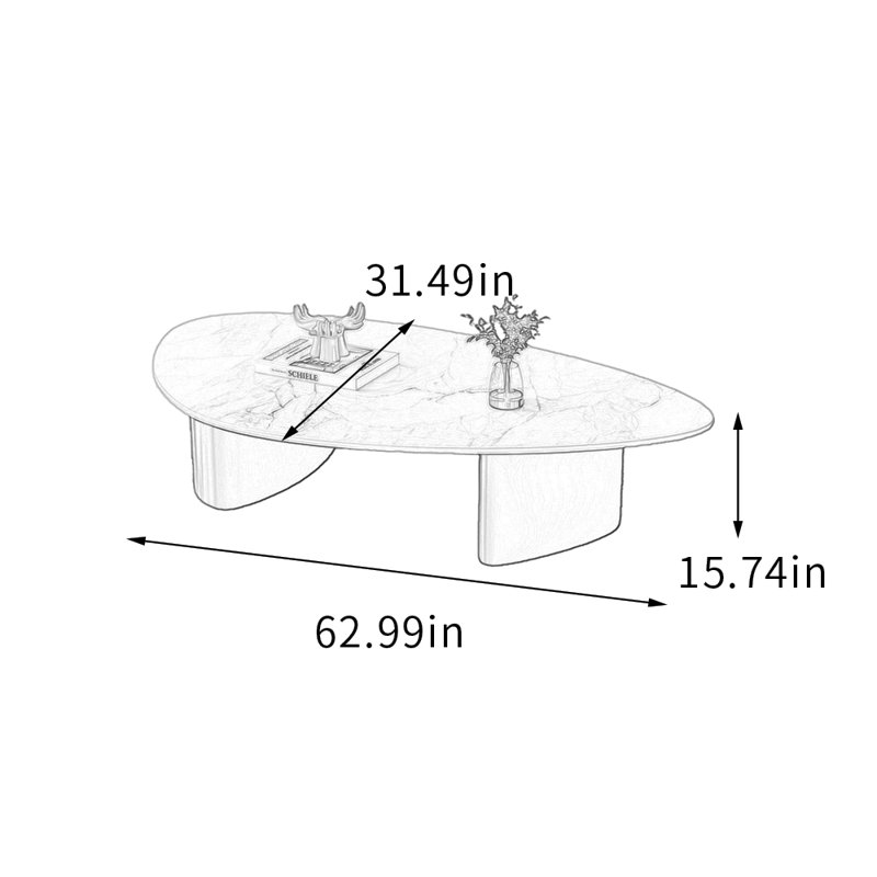 Table basse Modern Modern, Blanc, H 15,74 po x L 62,99 po x l 31,49 po