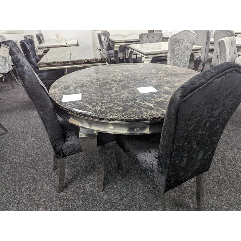 Penndel Round Black marble Dining Table