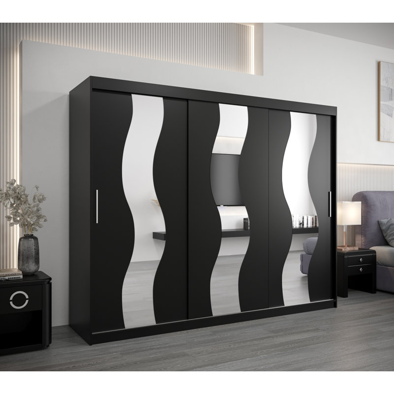 Callazo 3 Door Manufactured Wood Wardrobe, Black Matt