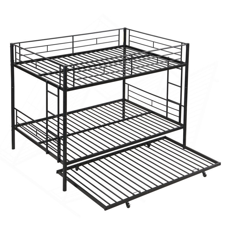Lit double superposé double avec lit gigogne en métal, aucun sommier requis, assemblage facile