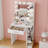 Manufactured Wood Makeup Vanity with LED Mirror and Storage Shelves-1568774957