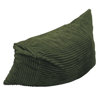 Pouf convertible 3 en 1 en velours côtelé vert, fauteuil pouf surdimensionné multipositions, revêtement doux et moelleux, rembourrage en mousse à mémoire de forme pour se détendre dans les petits appartements.