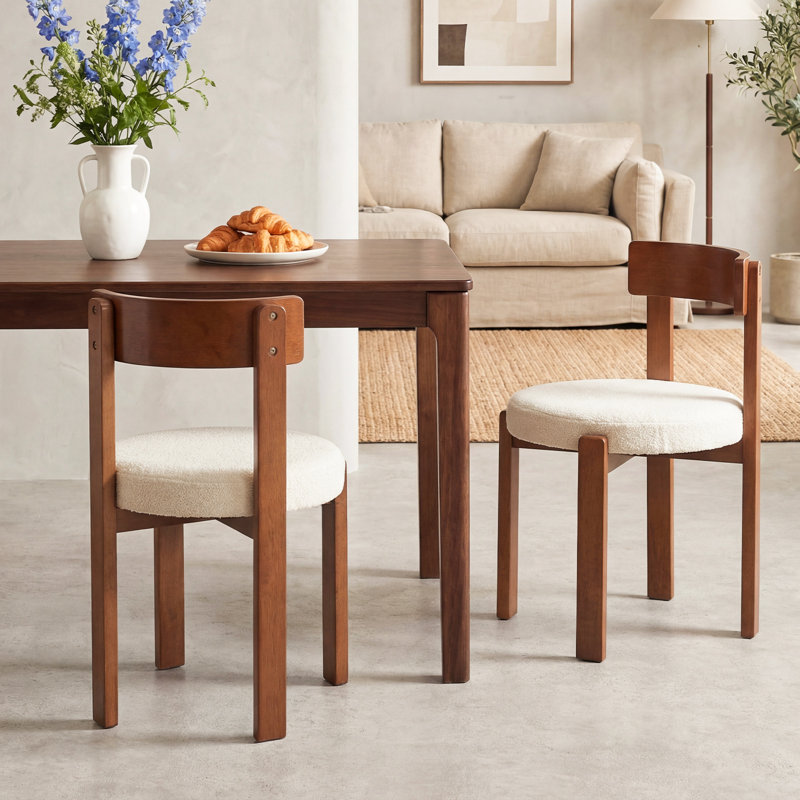 4 chaises de salle à manger modernes à dossier incurvé et rembourrées en molleton, 4