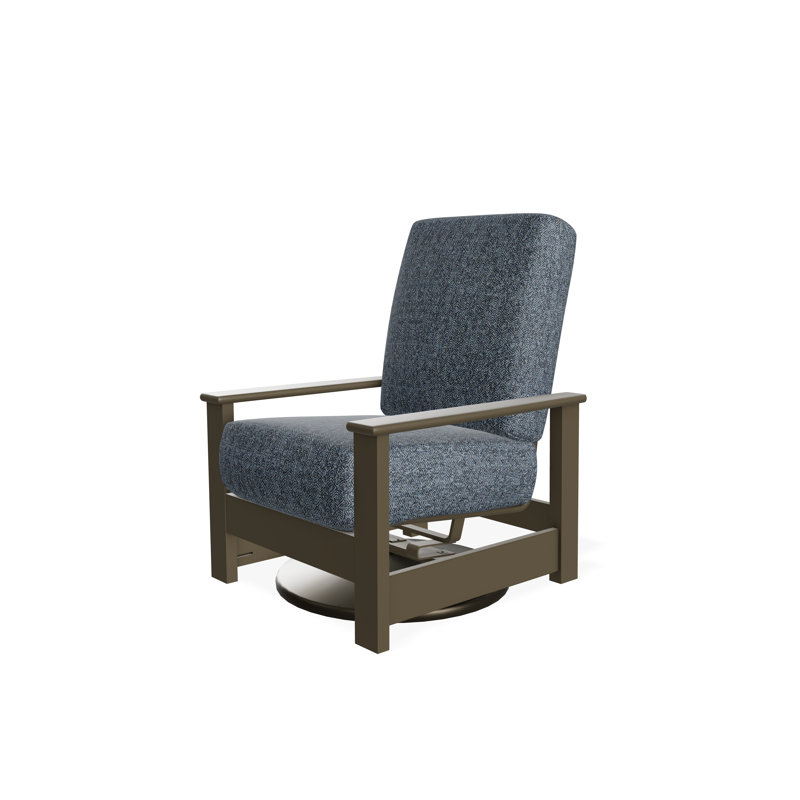 Leeward Marine Grade Polymer Deep Seating Cushion Swivel Hidden Rocker, Beachwood, Restore Indigo