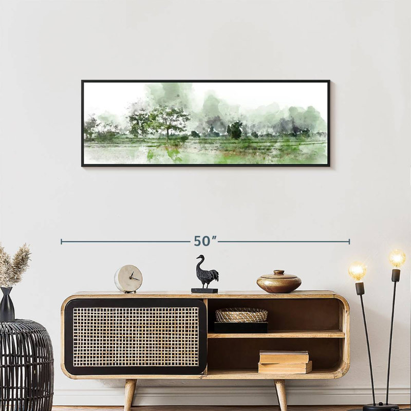 Champ paysage Wilbourn, 43 po x 15 po, Cadre flottant noir