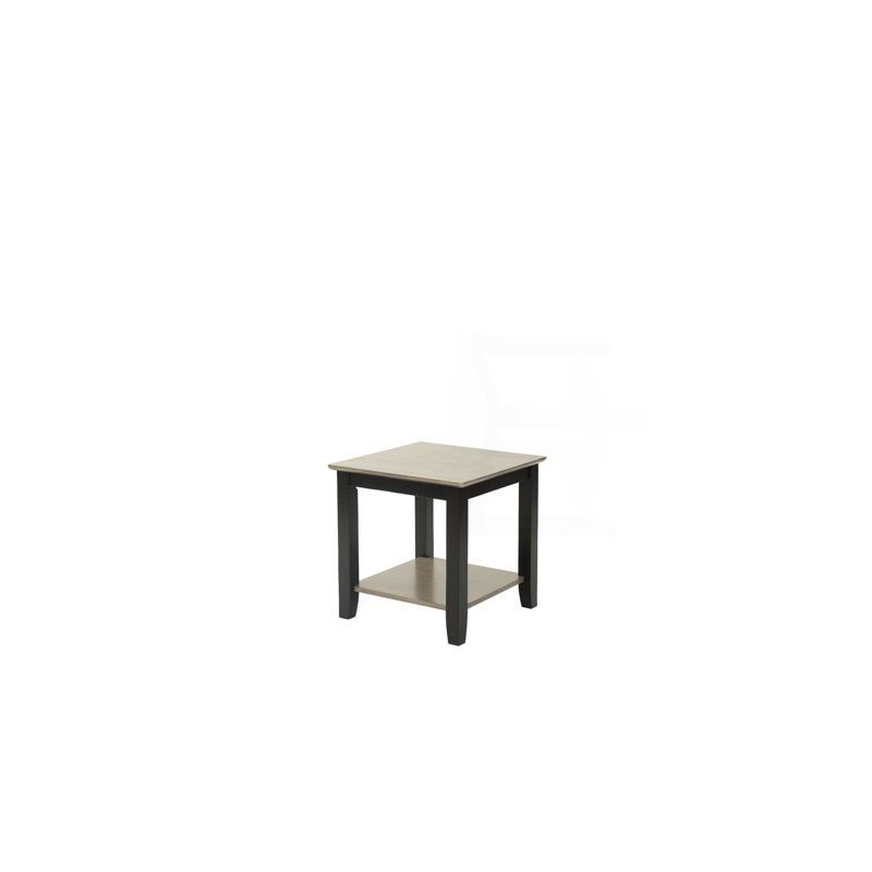 Table de bout moderne avec finition bicolore à finition bicolore et table de bout sous la table avec placage en noyer d'hévéa (table incluse seulement)