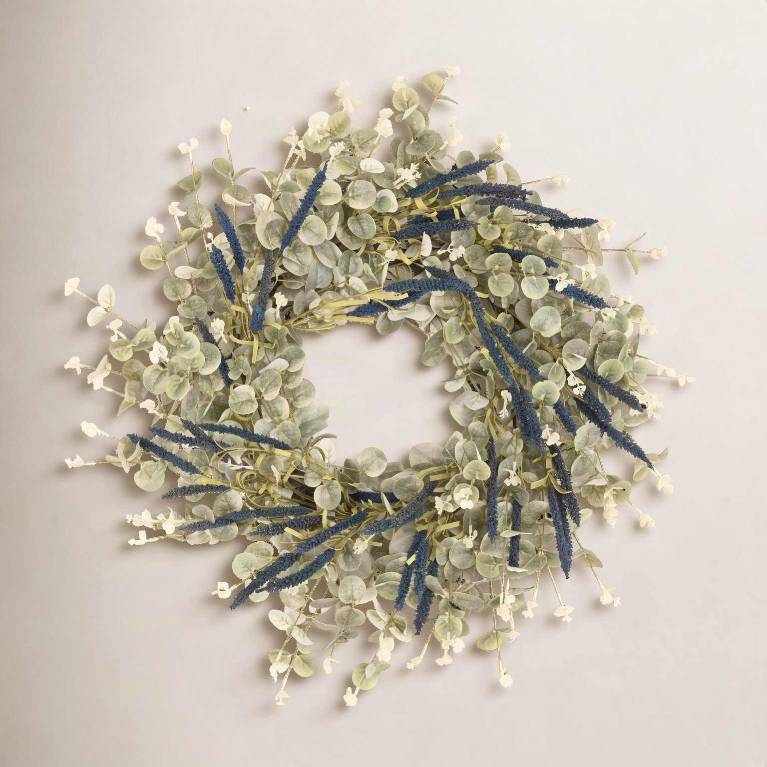 26" Eucalyptus Wreath, Navy/Green