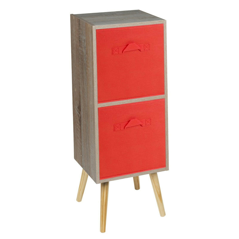 Melvyn 75cm H x 30cm W Wood Cube Bookcase, Antique Oak/Red/White