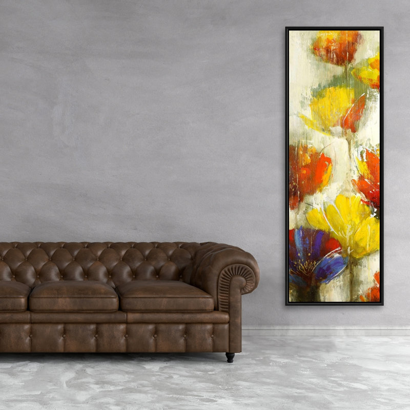 Fleurs jaunes modernes - décor de toile encadrée jaune bureau
