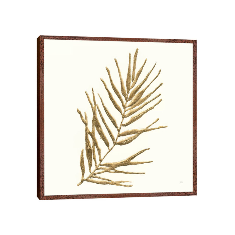 Gilded Palm I by Chris Paschke - Painting on Canvas, 93.98cm H x 93.98cm W x 3.81cm D, Classic Brown Wood Framed