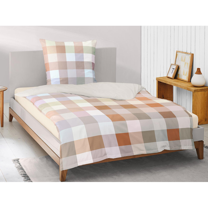 Juwel-K Duvet Cover Set, Brown/Beige, 155 x 200cm Duvet Cover + 1 Pillowcase 