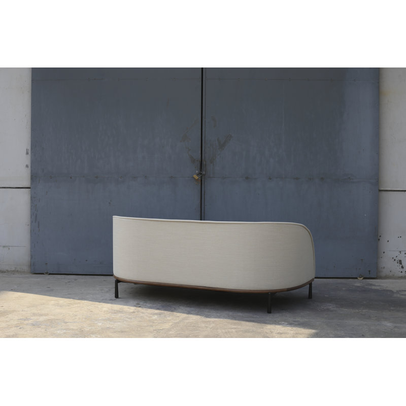 Arc Sofa Three Seater, White, Natural Walnut