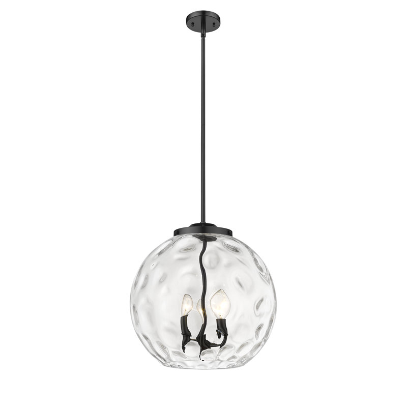 Luminaire suspendu sphère 3 lumières 3 lumières, H 17,13 po x l 15,75 po x P 15,75 po, Noir mat